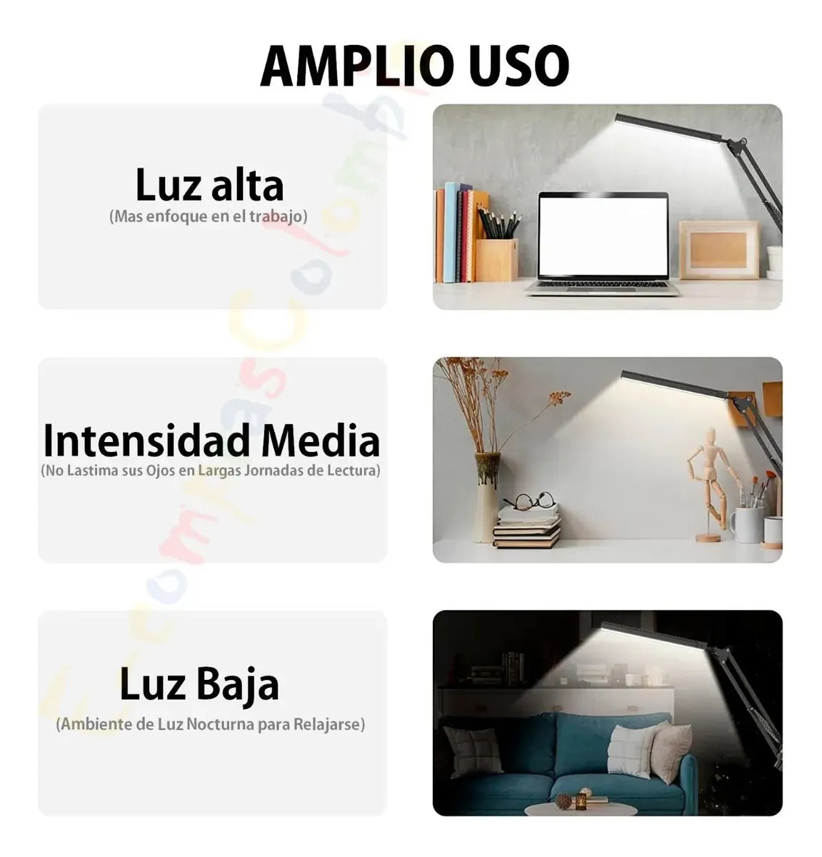 Lampara de Escritorio Mesa de Noche LED para Estudio Trabajo Computador USB