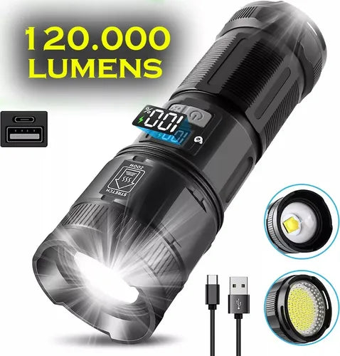 Linterna Recargable 120.000 Lumens Muy Potente 8 Modos