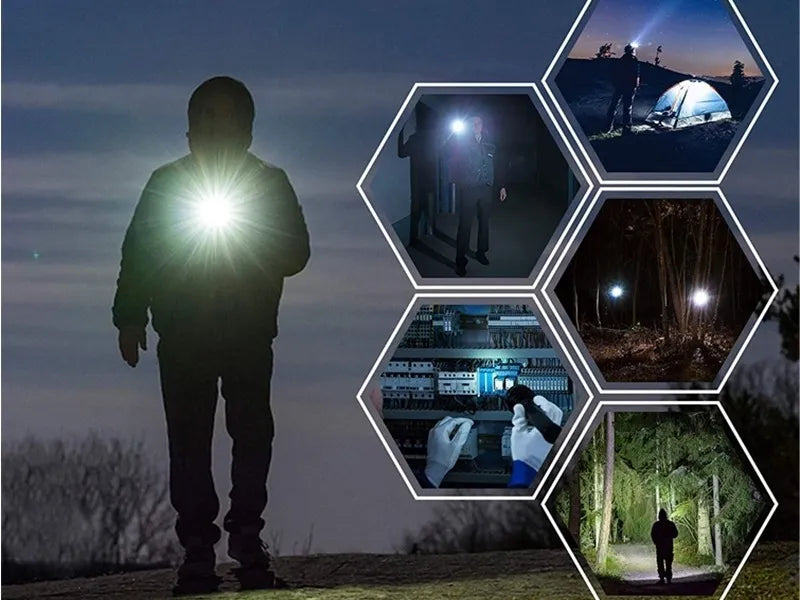 Linterna UV portátil de aleación de aluminio ideal para camping, detección y exploración nocturna.