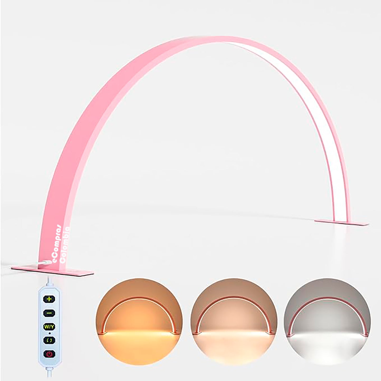 Lámpara Mesa Uñas Media Luna Luz Maquillaje Pestañas Manicure Manicura, color Rosa, Negra y Blanca
