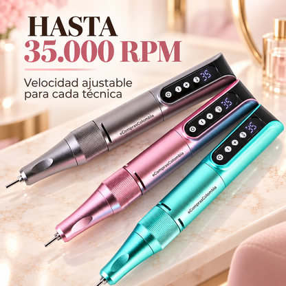 Pulidor Eléctrico de Uñas Recargable 35.000 RPM Tipo C – Acero Inoxidable
