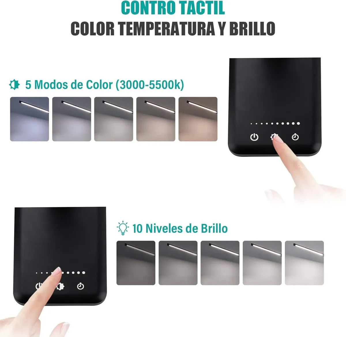 Lámpara LED de Escritorio 5 Modos de Luz con Cargador Original – Brazo Ajustable, Luz Regulable 3000K–6000K