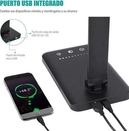 Lámpara LED de Escritorio 5 Modos de Luz con Cargador Original – Brazo Ajustable, Luz Regulable 3000K–6000K
