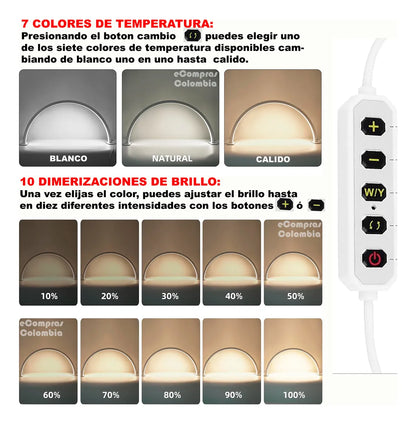 Lámpara Mesa Uñas Media Luna Luz Maquillaje Pestañas Manicure Manicura, color Rosa, Negra y Blanca