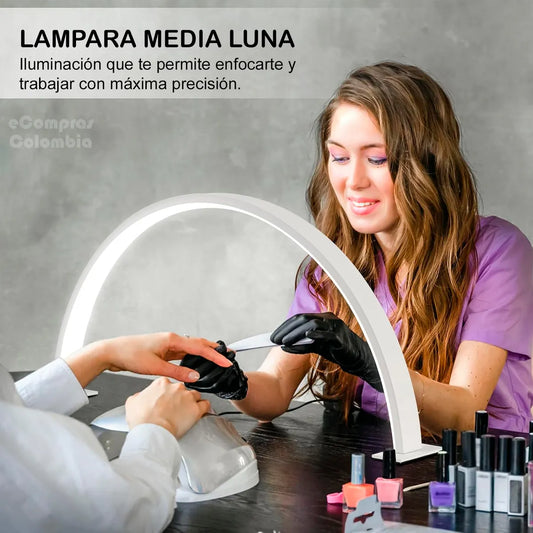 Lámpara Mesa Uñas Media Luna Luz Maquillaje Pestañas Manicure Manicura, color Rosa, Negra y Blanca
