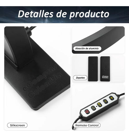 Lámpara Mesa Uñas Media Luna Luz Maquillaje Pestañas Manicure Manicura, color Rosa, Negra y Blanca