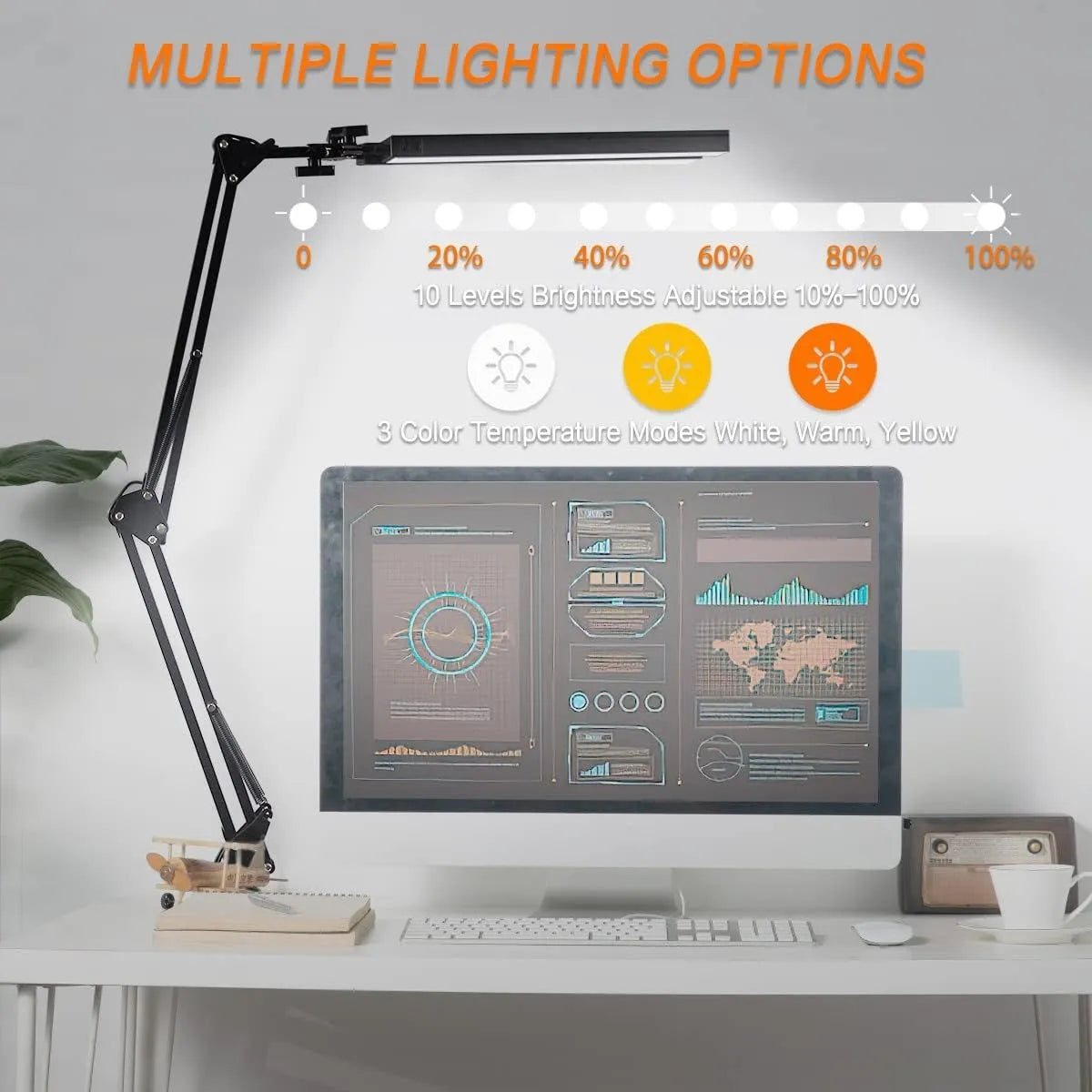 Lampara de Estritorio mesa Doble panel para Estudio Trabajo Oficina Computador  Bogota