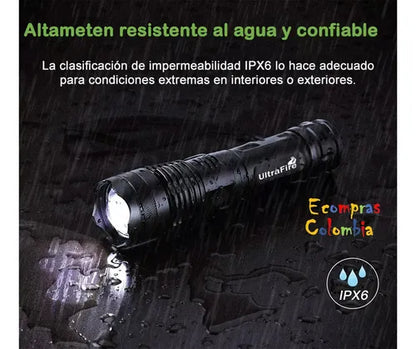 Linterna Recargable Led P50 Tactica Alta Potencia Militar 800 Metros