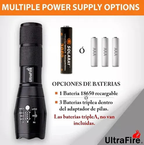 Linterna Led Recargable Potente Militar Tactica 3pack