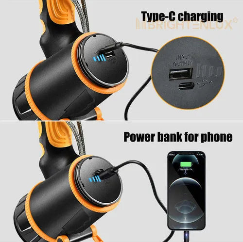 Linterna Spotlight Recargable Led Potente con Powerbank y Lector de Carga