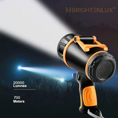 Linterna LED Brightenlux con carcasa ABS resistente IP55 para uso en jardín, hogar y emergencias.