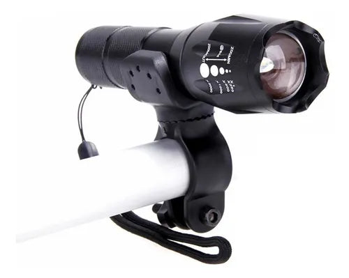 Linterna Táctica LED CREE T6 15000 Lúmenes con Zoom + Canguro Militar + Soporte para Bicicleta y Sapitos