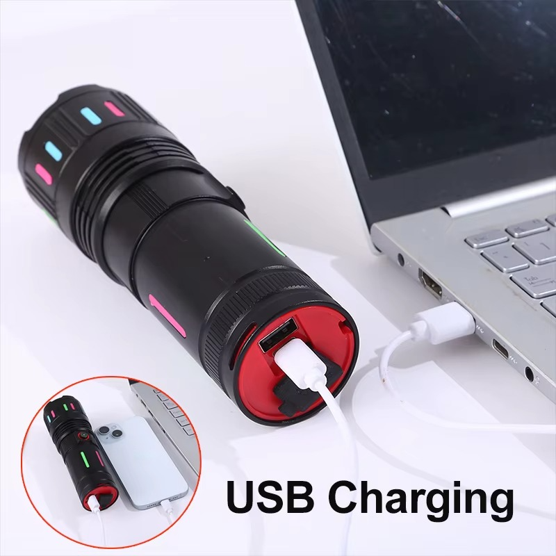 Linterna LED recargable con puerto de carga rápida USB Tipo C