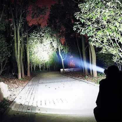 Linterna de Cabeza  T6 LED Recargable 20000 Lúmenes con 4 Baterías y Estuche Militar