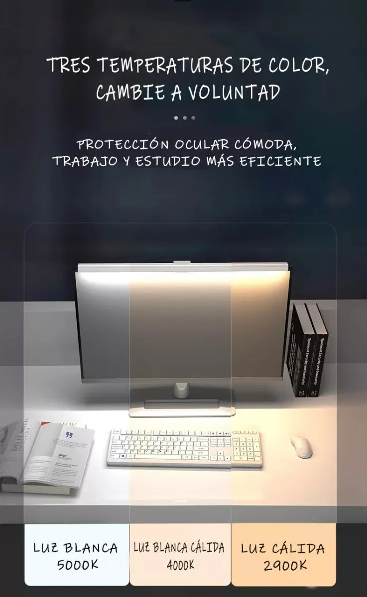 Luz Lampara para Pantalla Computador Portatil monitor dimerizable Luz fira calida blanca