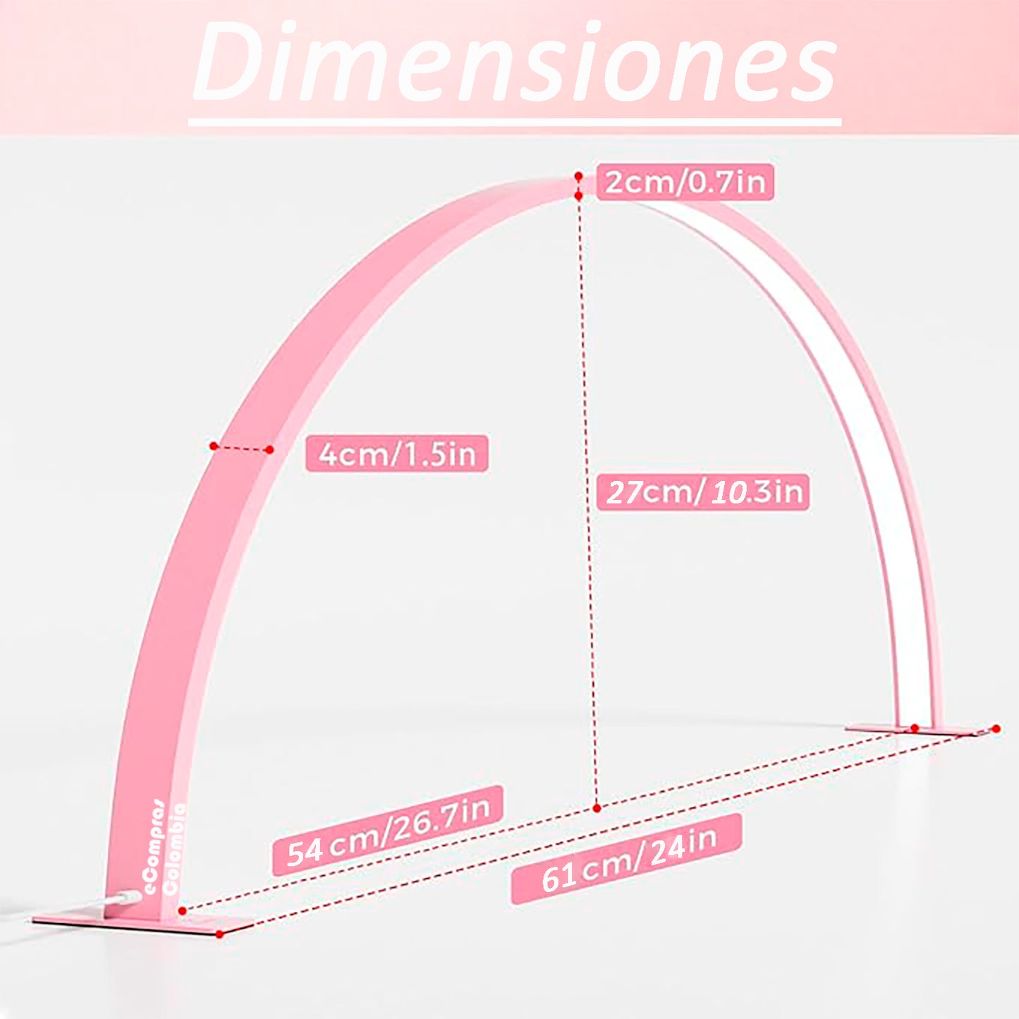 Lámpara Mesa Uñas Media Luna Luz Maquillaje Pestañas Manicure Manicura, color Rosa, Negra y Blanca