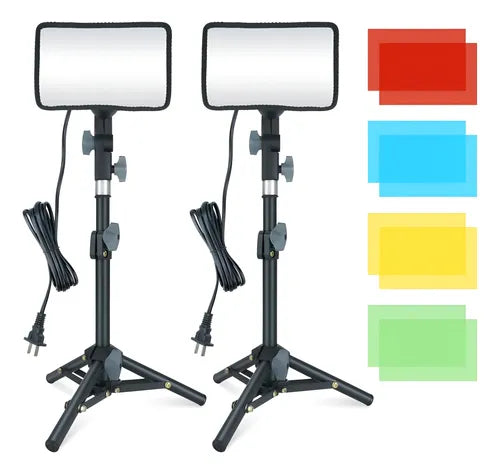 Kit de iluminación para fotografía con softbox pequeño, trípodes metálicos de mesa y bombillo LED de 9W