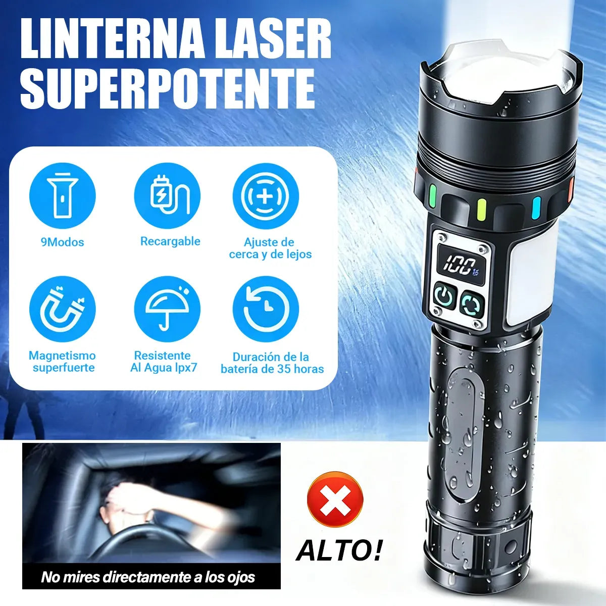 Enfoque ajustable de luz amplia a reflector de largo alcance